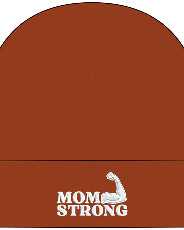 "Mom Strong (White embroidery)" Cuff Beanie