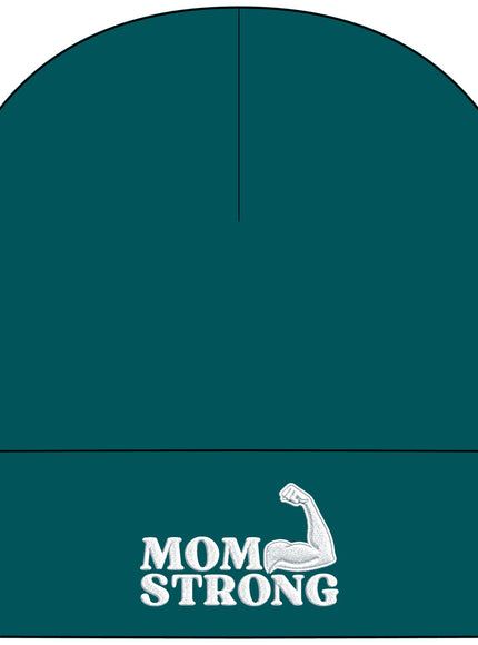 "Mom Strong (White embroidery)" Cuff Beanie