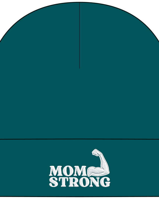 "Mom Strong (White embroidery)" Cuff Beanie