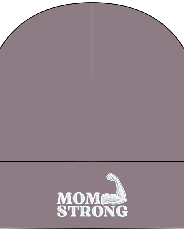 "Mom Strong (White embroidery)" Cuff Beanie