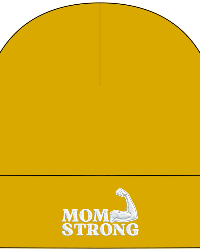 "Mom Strong (White embroidery)" Cuff Beanie