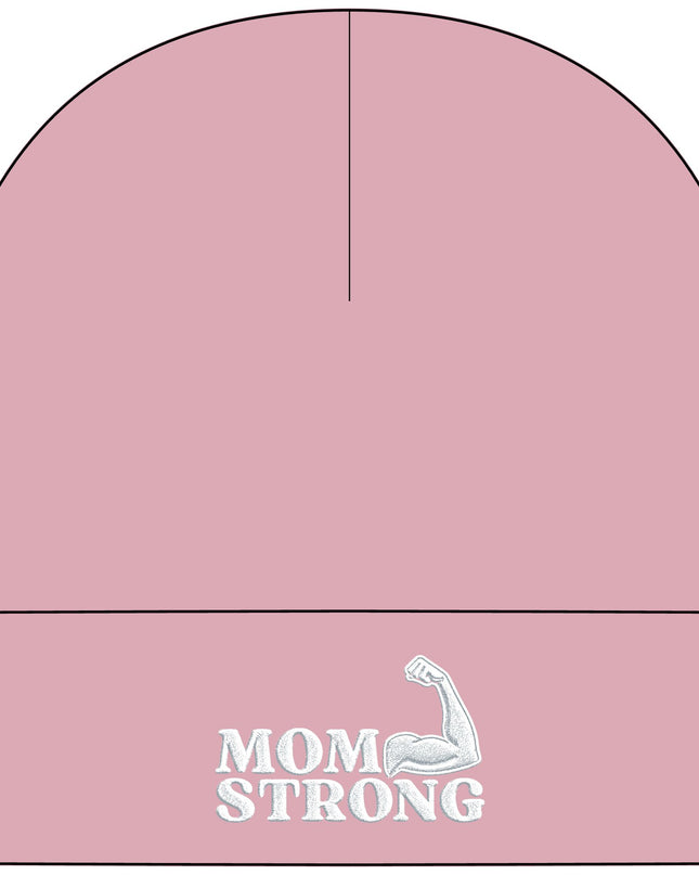 "Mom Strong (White embroidery)" Cuff Beanie