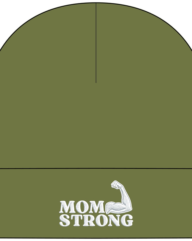 "Mom Strong (White embroidery)" Cuff Beanie