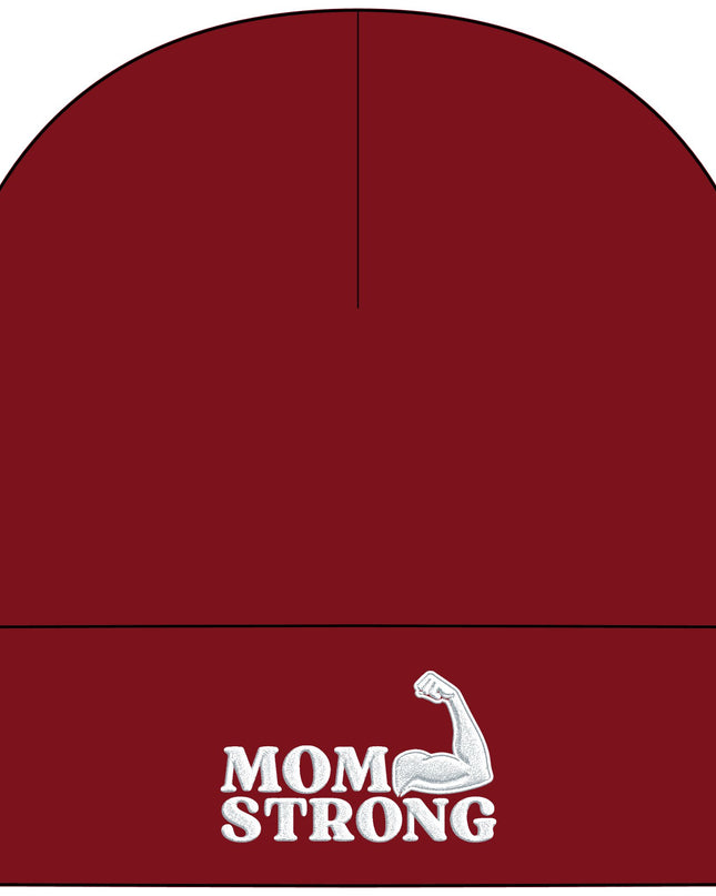 "Mom Strong (White embroidery)" Cuff Beanie