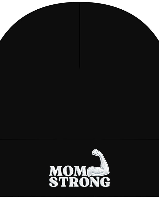 "Mom Strong (White embroidery)" Cuff Beanie