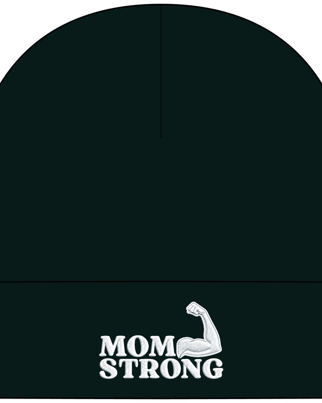 "Mom Strong (White embroidery)" Cuff Beanie