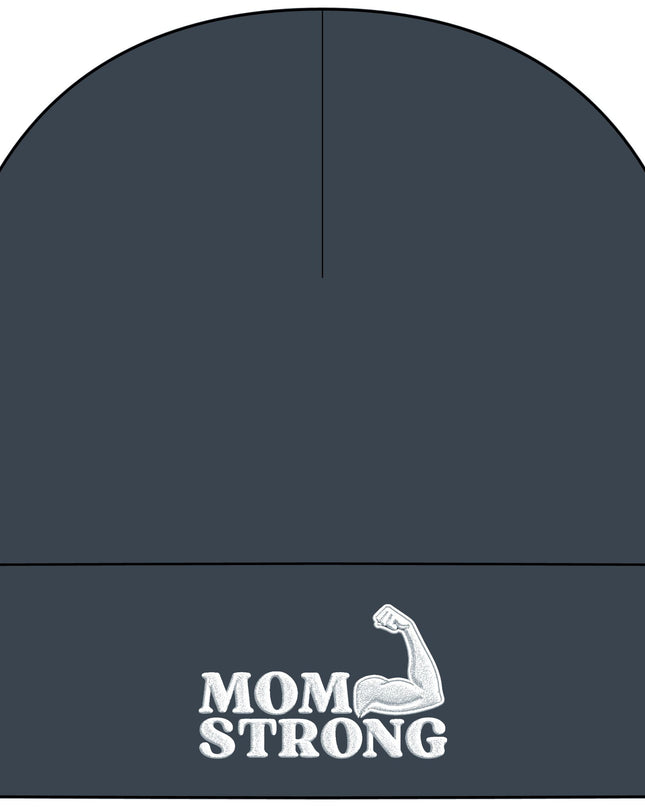 "Mom Strong (White embroidery)" Cuff Beanie
