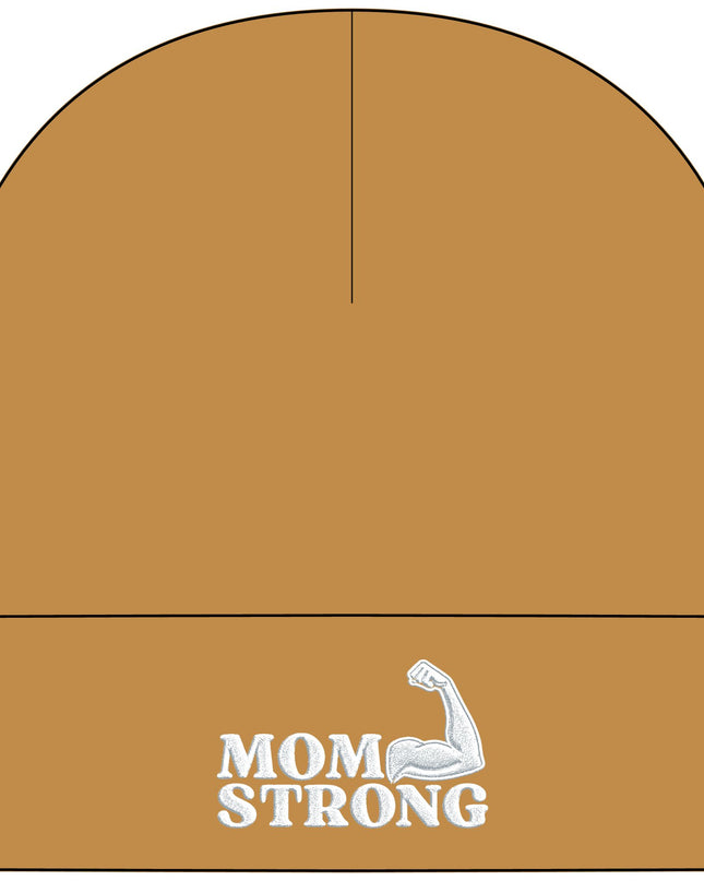 "Mom Strong (White embroidery)" Cuff Beanie