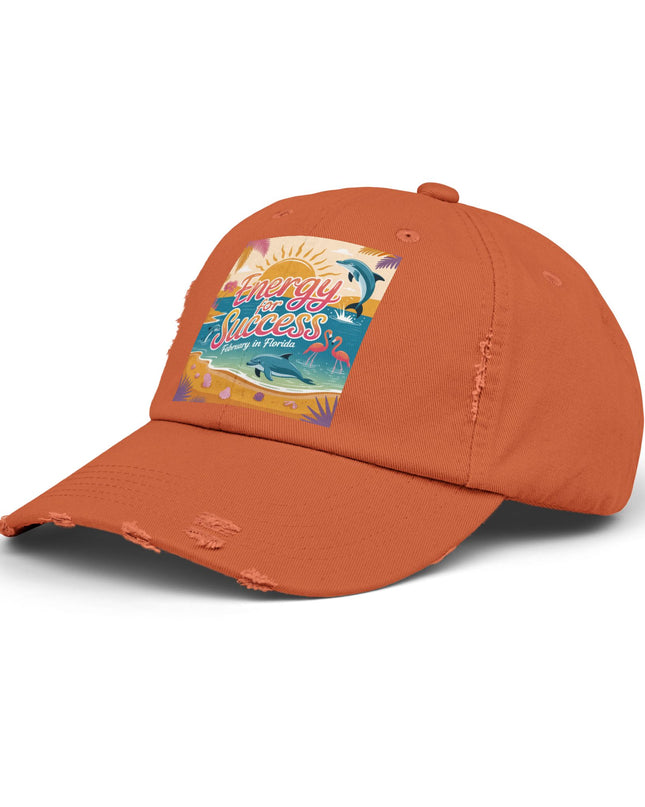 "February in Florida, Energy for Success" Unisex Distressed Cap