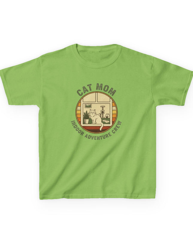 "Cat Mom Indoor Adventure Crew" Kids Heavy Cotton Tee