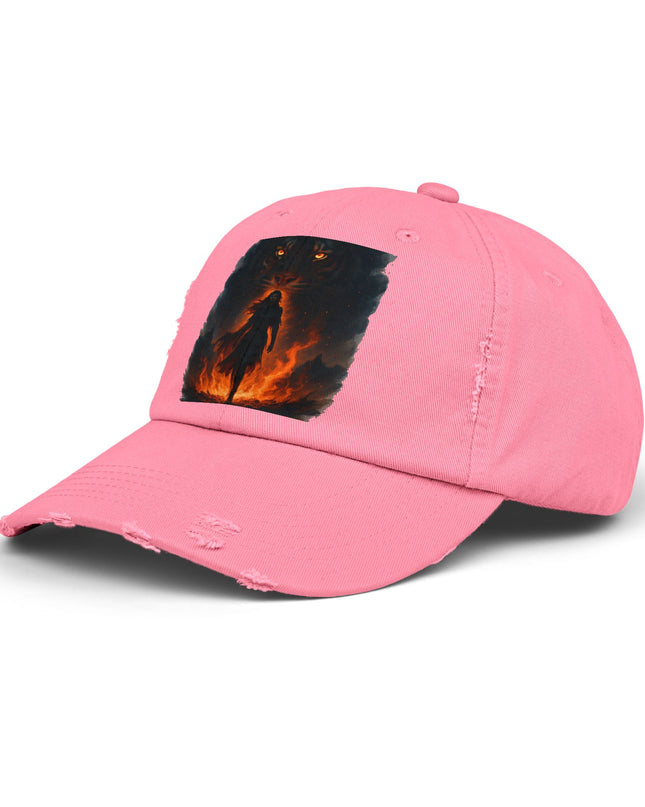 "Eye of the tiger, walking through fire" Unisex Distressed Cap