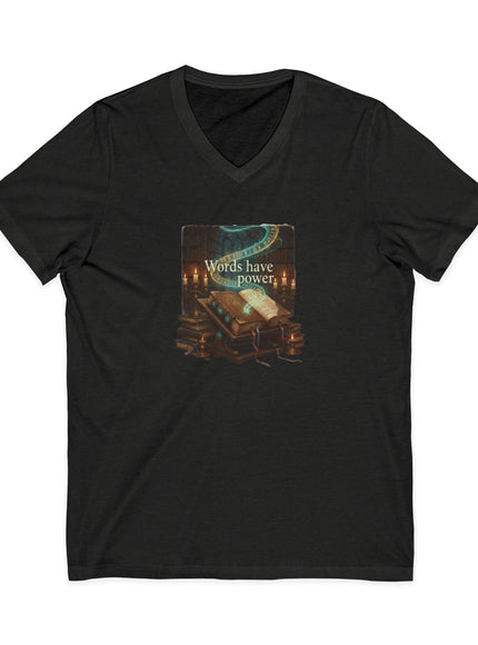 "Words Have Power" Unisex Jersey Short Sleeve V-Neck Tee