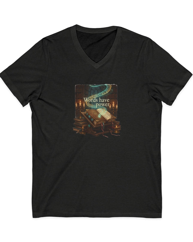 "Words Have Power" Unisex Jersey Short Sleeve V-Neck Tee