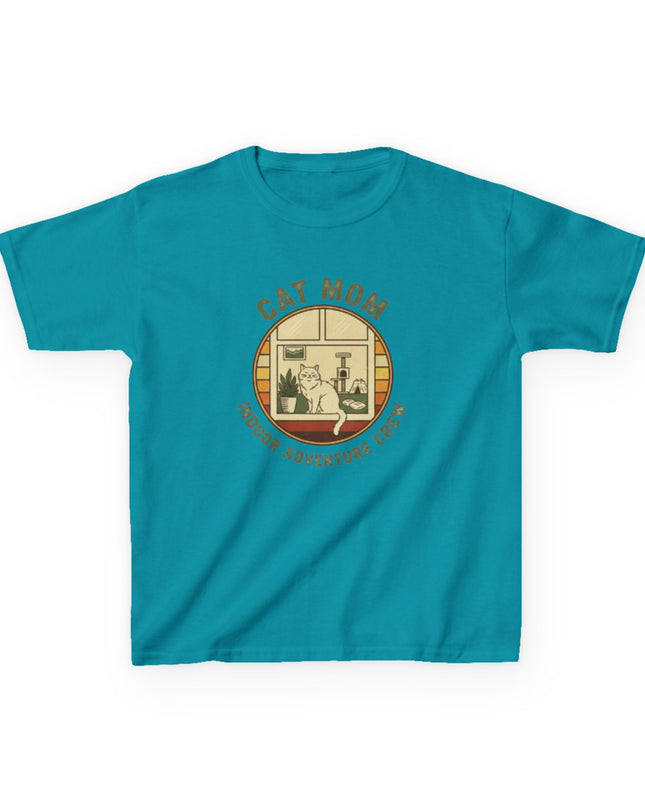 "Cat Mom Indoor Adventure Crew" Kids Heavy Cotton Tee