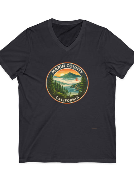 "Marin County, Above the Fog - no text" Unisex Jersey Short Sleeve V-Neck Tee