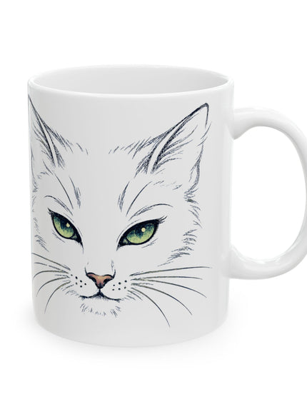 "Cat Face Sketch" Ceramic Mug, (11oz, 15oz)