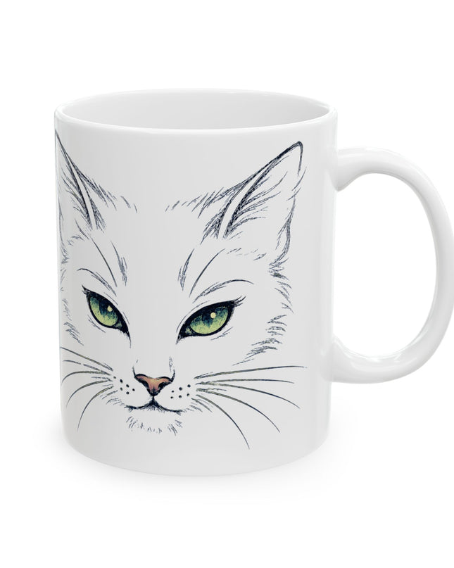 "Cat Face Sketch" Ceramic Mug, (11oz, 15oz)