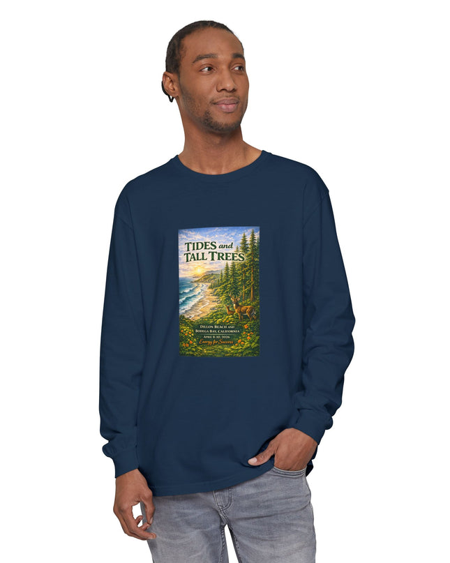 "Tides and Tall Trees" Unisex Garment-dyed Long Sleeve T-Shirt
