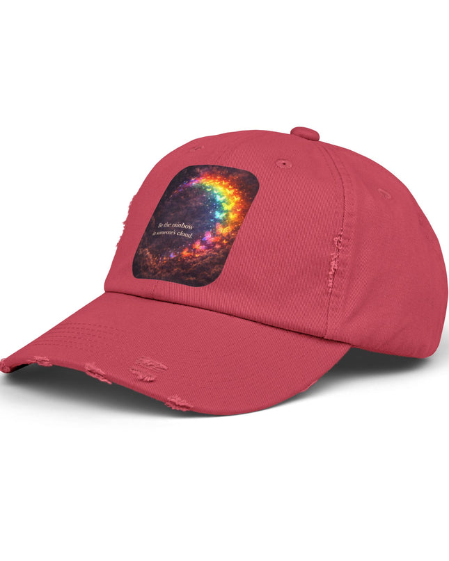 "Be the Rainbow in Someone's Cloud" Unisex Distressed Cap