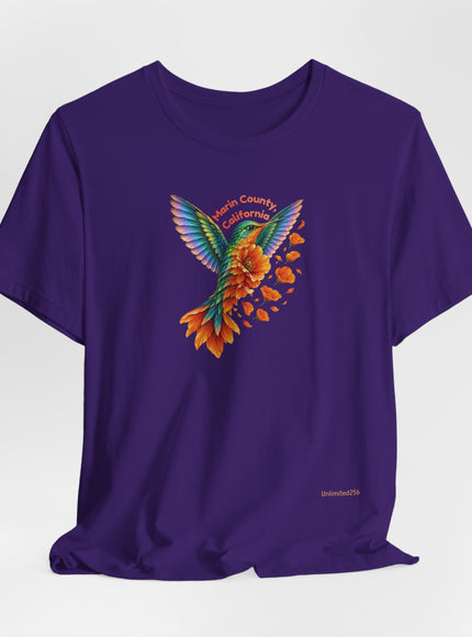 "Hummingbird and Poppies" Unisex Jersey Short Sleeve Tee