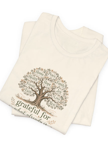 "Grateful For What Already Is" Unisex Jersey Short Sleeve Tee