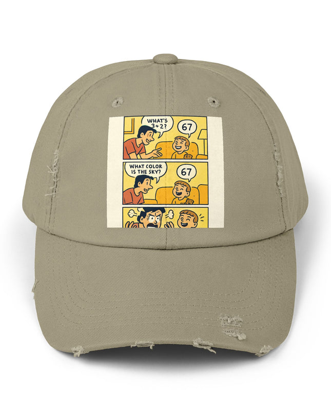"67 is a Child's Only Answer" - Unisex Distressed Cap