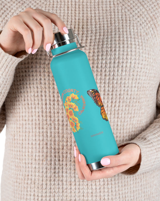 "Butterflies and Poppies Marin County, California" Copper Vacuum Insulated Bottle, 22oz