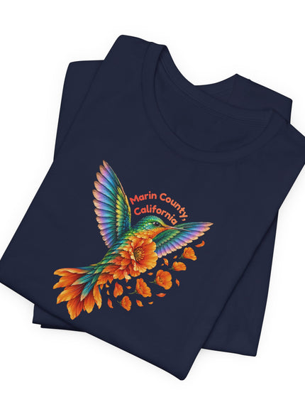 "Hummingbird and Poppies" Unisex Jersey Short Sleeve Tee