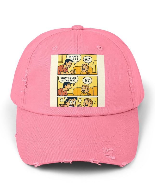 "67 is a Child's Only Answer" - Unisex Distressed Cap
