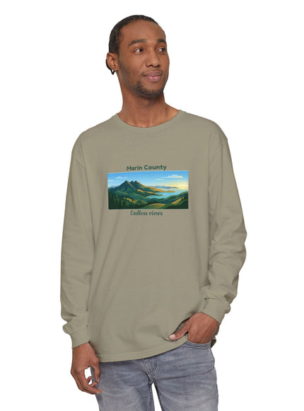 "Marin County - Endless Views" Unisex Garment-dyed Long Sleeve T-Shirt