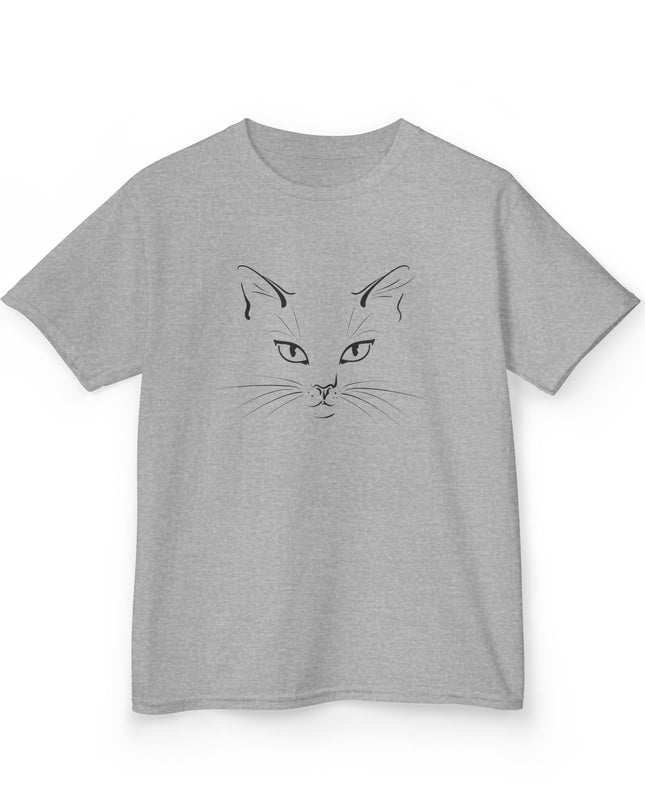 "Cat Face Sketch" Kids Heavy Cotton Tee