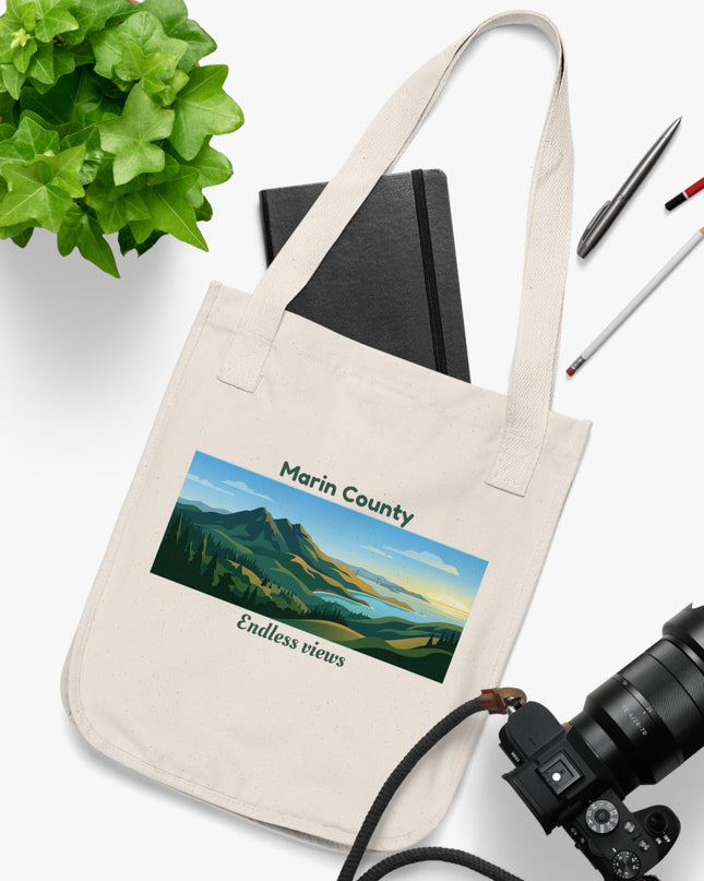"Marin County - Endless Views" Organic Canvas Tote Bag