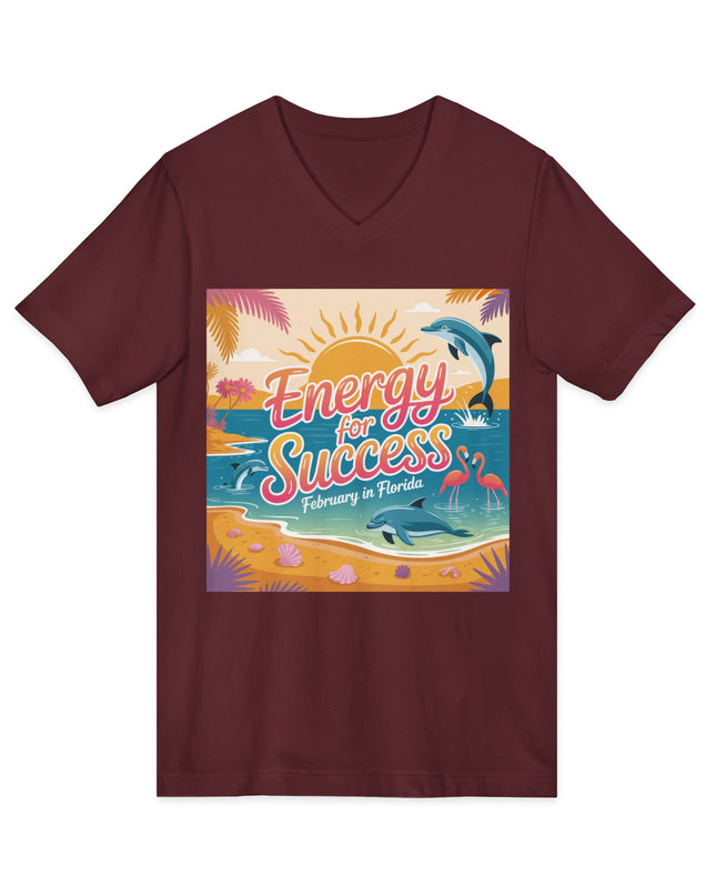 "February in Florida, Energy for Success" Ladies' V-Neck T-Shirt