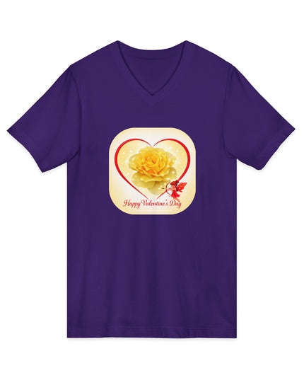"Happy Valentine's Day" Unisex Jersey Short Sleeve V-Neck Tee