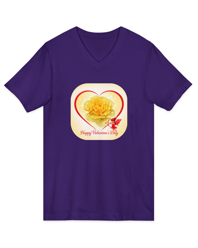 "Happy Valentine's Day" Unisex Jersey Short Sleeve V-Neck Tee