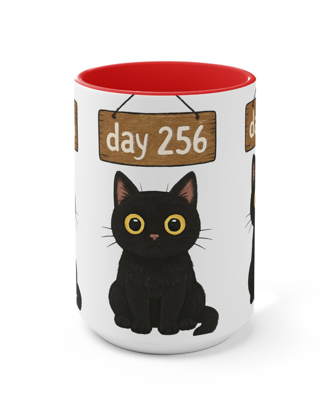"Day 256 Not Blinking Black Cat" Accent Mug