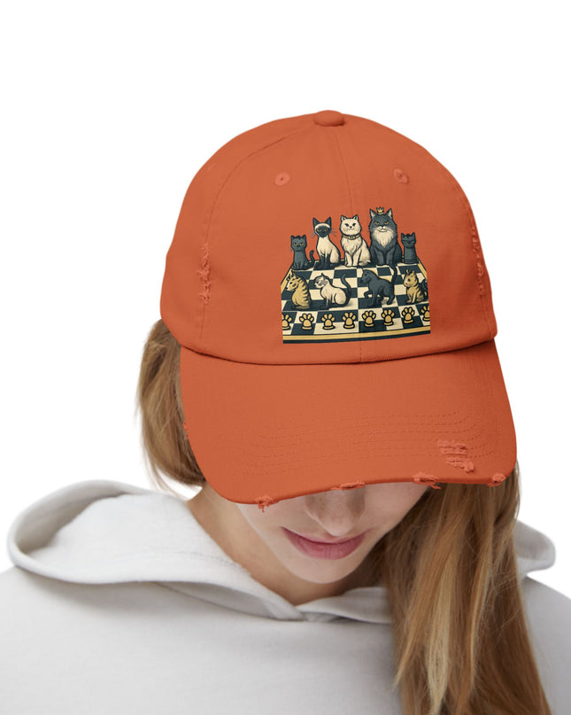 "Chess with cat pieces" Unisex Distressed Cap