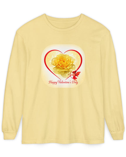 "Happy Valentine's Day" Unisex Garment-dyed Long Sleeve T-Shirt