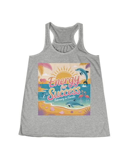 "February in Florida, Energy for Success" Women's Flowy Racerback Tank