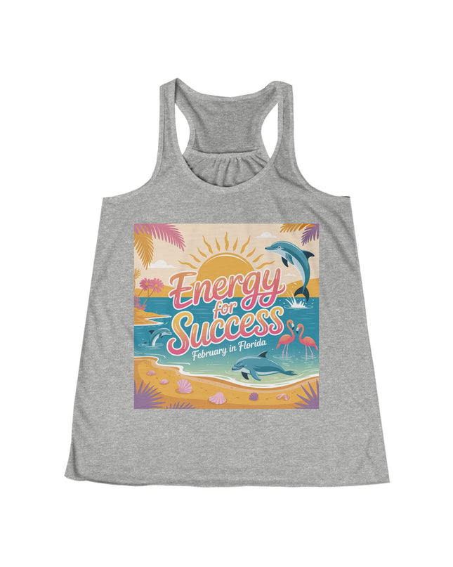 "February in Florida, Energy for Success" Women's Flowy Racerback Tank