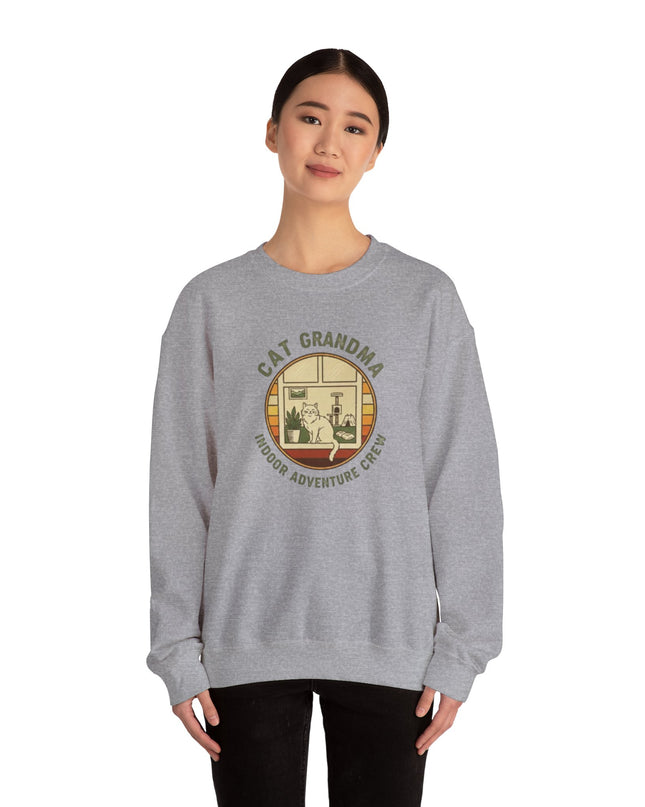 "Cat Grandma Indoor Adventure Crew" Unisex Adult Crewneck Sweatshirt