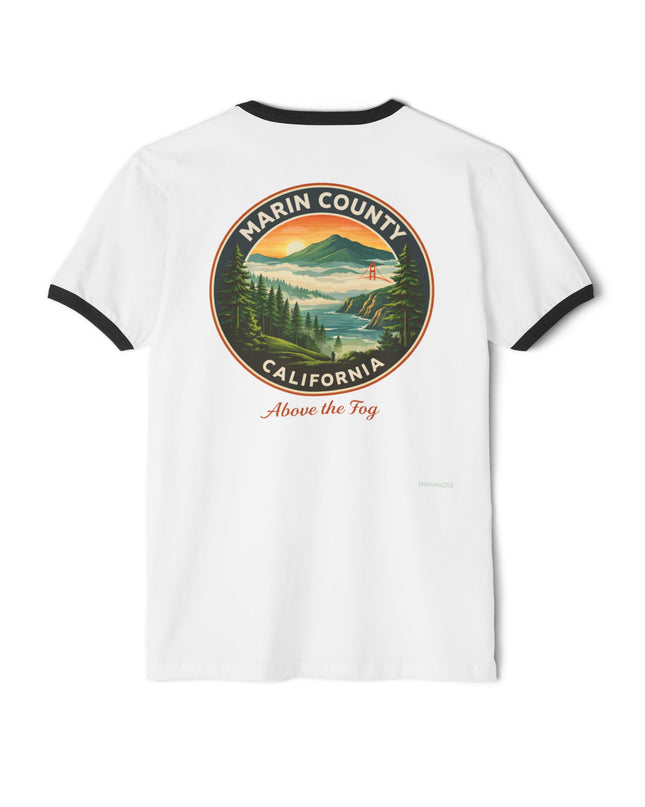 "Marin County, Above the Fog" Unisex Cotton Ringer T-Shirt