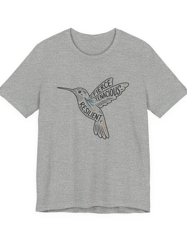 "Hummingbird with words in it" Unisex Jersey Short Sleeve Tee