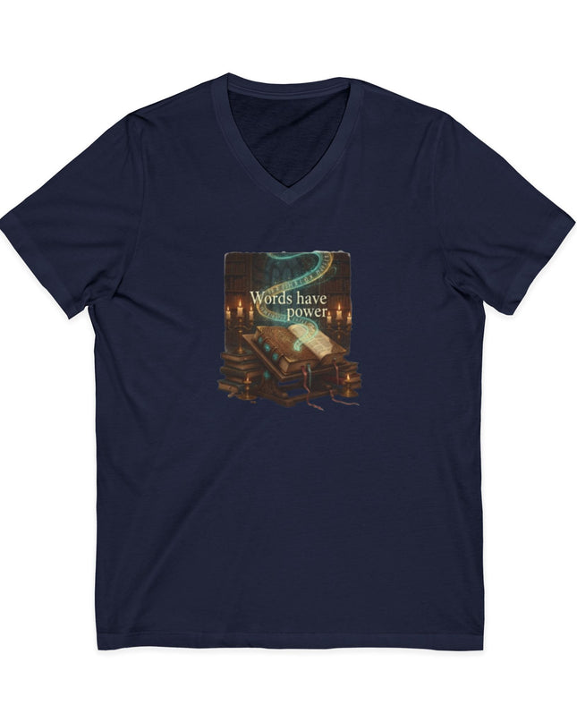 "Words Have Power" Unisex Jersey Short Sleeve V-Neck Tee