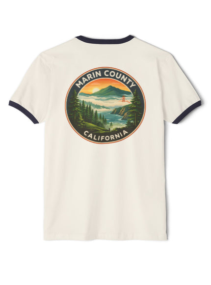 "Marin County - Above the Fog - No Text" (2-sided) Unisex Cotton Ringer T-Shirt