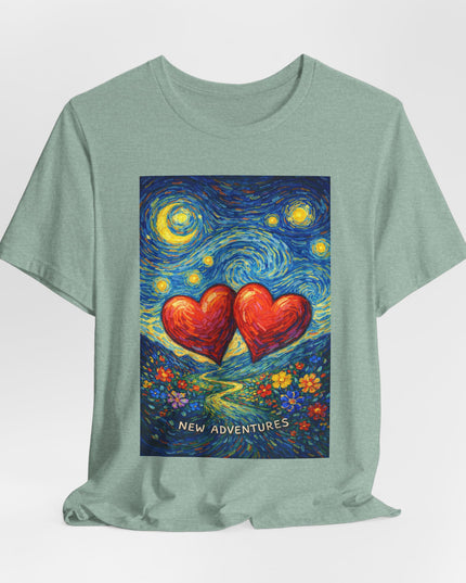 "Valentine's Day, New Adventures - Vincent Van Gogh Style" Unisex Jersey Short Sleeve Tee
