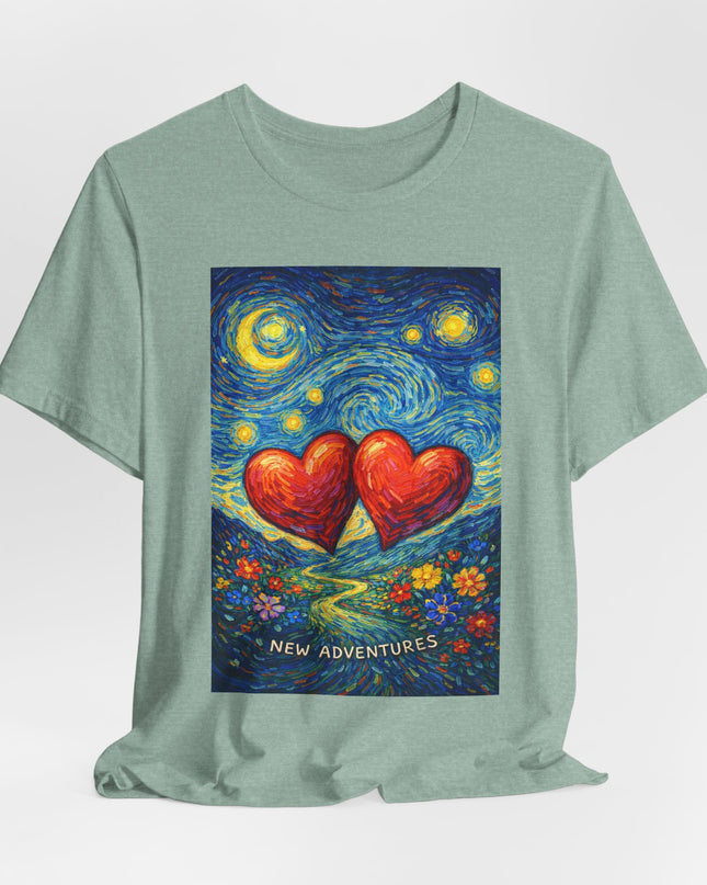 "Valentine's Day, New Adventures - Vincent Van Gogh Style" Unisex Jersey Short Sleeve Tee