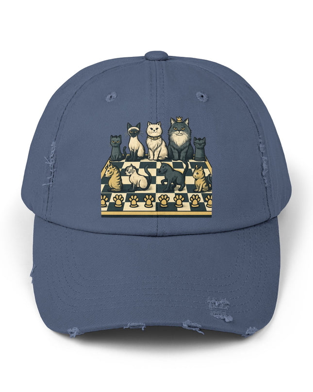 "Chess with cat pieces" Unisex Distressed Cap