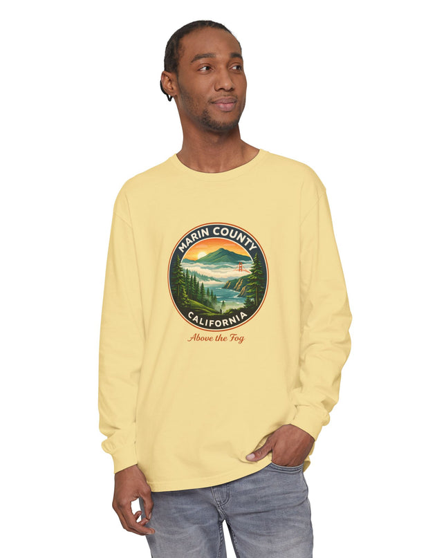 "Marin County, Above the Fog" Unisex Garment-dyed Long Sleeve T-Shirt