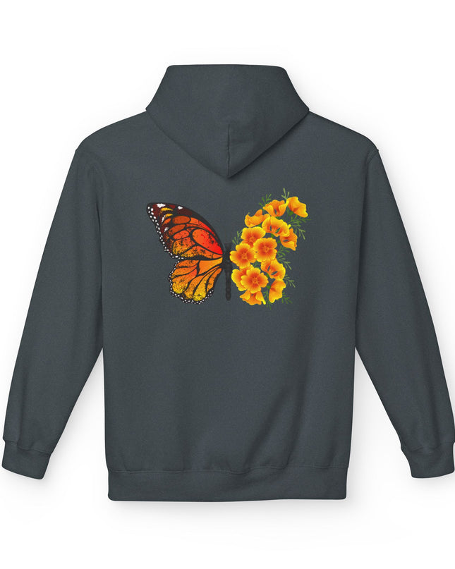 "Butterfly Poppies" (Ink front and back) Unisex Midweight Softstyle Fleece Hoodie